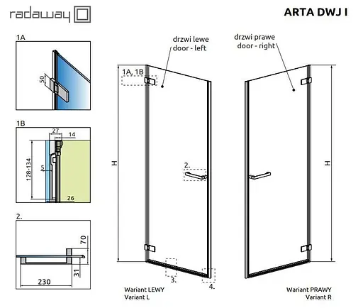 Душові двері Radaway Arta DWJ I 100 см 386073-03-01L - фото 7