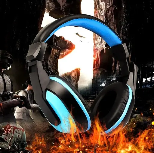 Ігрові навушники Kebidu для ПК з мікрофоном (Чорні з синім) - фото 5