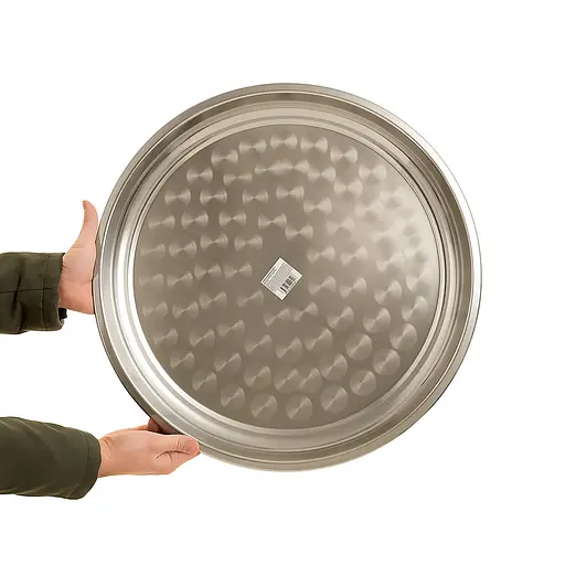 Круглый поднос из нержавеющей стали диаметр 55 см, Interos Серебристый 87918 - фото 3