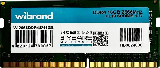 Оперативная память Wibrand 16GB SODIMM DDR4 2666MHz (WI2666DDR4S/16GB) - фото 1
