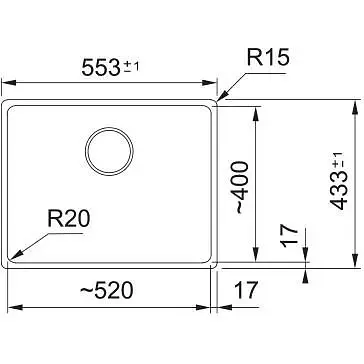 Кухонна мийка Franke Maris, фраграніт, прямокутник, без крил, 553х433х200мм, чаша - 1, під стільницю, MRG 110-52, цукру - фото 3