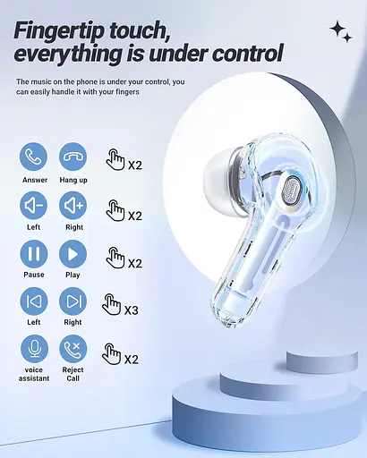 Навушники TWS Acefast T8 ice blue - фото 4