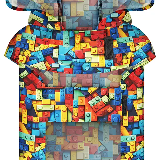 Дощовик-накидка з капюшоном для собак Waudog Clothes, малюнок "Блоки", S, А 32-35 см, B 41-52 см, С 26-33 см - фото 4