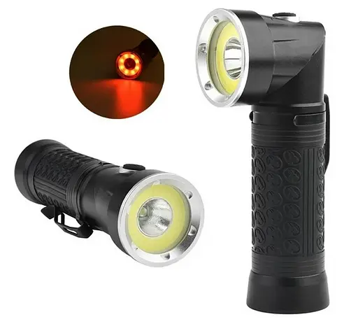 Ручной фонарь BL-1822-T6+COB (белый + красный) + магнит + ЗУ220/12В + 18650 (3хААА) + 4 режима - фото 7