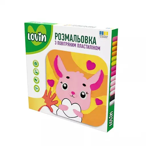 Розмальовка з повітряним пластиліном ТМ Lovin Набір для ліплення "Лісові друзі" Зайчик Вид 2 - фото 1