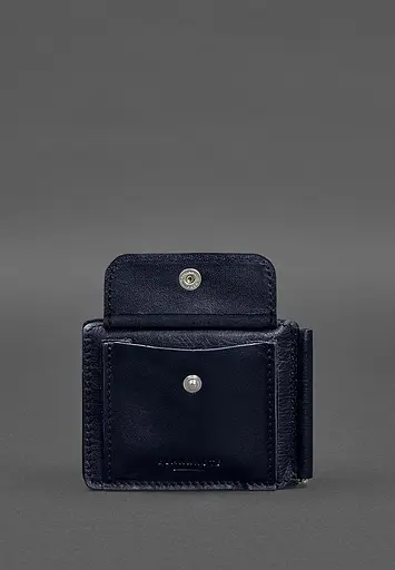 Кожаное портмоне 13.0 зажим синий краст - фото 7