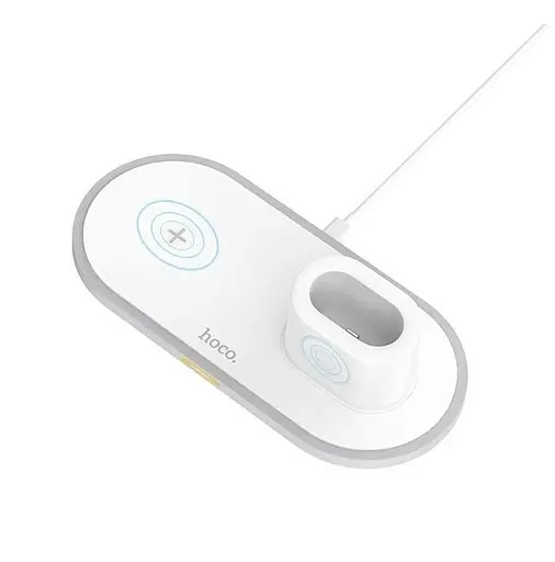 Бездротовий зарядний пристрій Hoco CW21 15 W 3в1 білий - фото 3