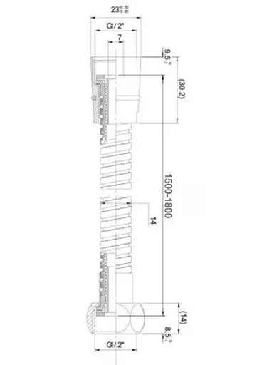 Шланг для душу RJ, що розтягується, з подвійною обплетенням 1500-1800 мм anti-twist, блістер хром RJHO000-02CH, Хром - фото 2