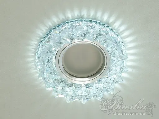 Красивий, кришталевий, точковий світильник із вбудованим світлодіодни - фото 1