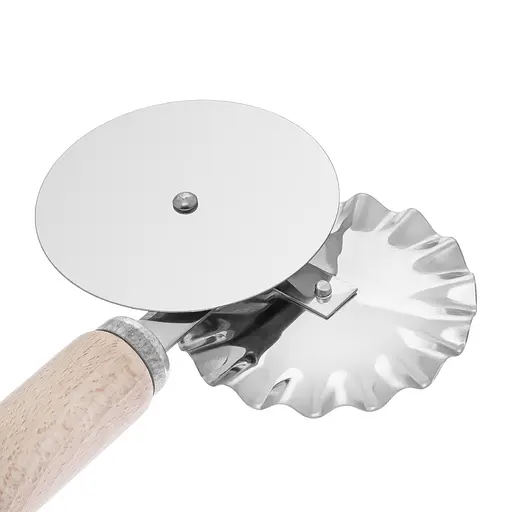 Багатофункціональний з'єднувальний ніж 2 в 1 для піци та тіста з роликом та дерев'яною ручкою 17.5 см, Kitchette 85666 - фото 7