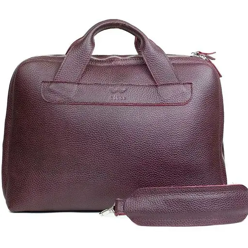 Шкіряна ділова сумка Attache Briefcase бордовий флотар - фото 1