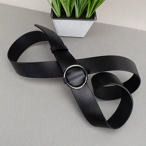 Ремень женский кожаный черный HC-3471 (130 см) под пиджак и пальто - фото 3