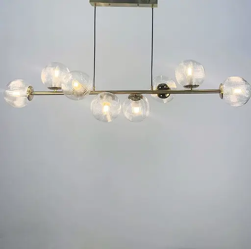 Видовжений світильник із 8 гранчастими плафонами, 130 см | Line F | Арт. Q08/8 AB - фото 1