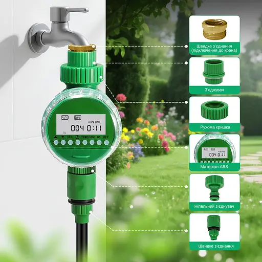 Программируемый таймер подачи воды XON WaterTimer X341P для полива (XWTDAP072401G 3473) Зеленый - фото 7