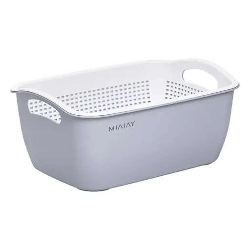 Кошик для миття овочів та фруктів Yiwu пластиковий 29.5х21х11 см сірий HP-45-6G - фото 3
