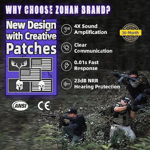 Электронные стрелковые наушники ZOHAN, защитные наушники для слуха, наушники для защиты наушников NRR 23dB с шумопоглощением - фото 6