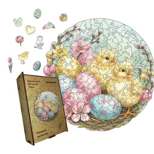 Деревянный фигурный пазл Солнечные писанки, А1, Деревянная коробка 500+ элементов