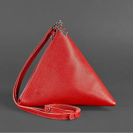Шкіряна жіноча сумка-косметичка Піраміда червона - фото 9