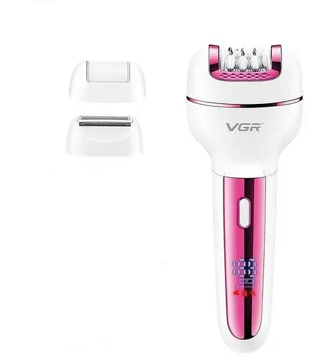 Женский эпилятор VGR V-732 3в1 с насадками (эпиляция, бритва, пемза) Розовый - фото 2