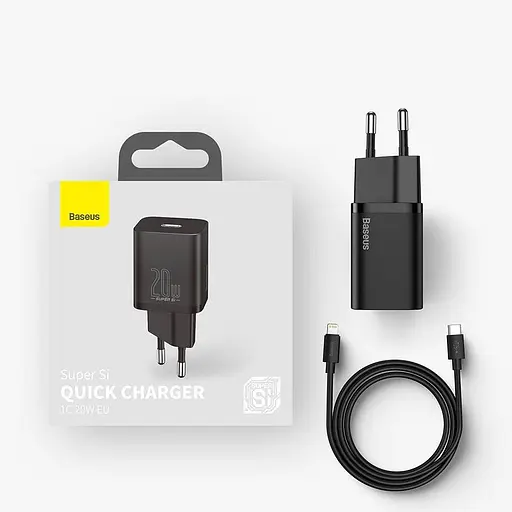 Блок живлення Baseus Super Quick Charger 20w комплект з кабелем type-c - lightning (TZCCSUP-B01) - фото 6