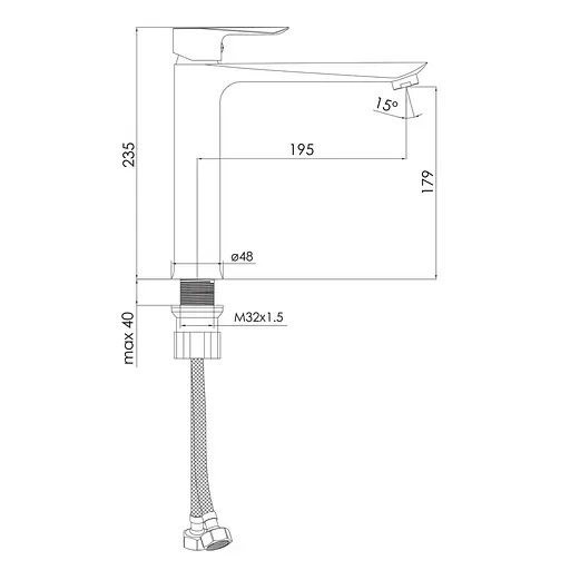 Смеситель для умывальника высокий Imprese Vaclav 35 мм хром f03506401AB Хром - фото 2
