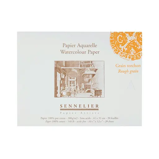 Склейка для акварели Sennelier, 20 листов, крупное зерно, 300 г/м, 41x31 см