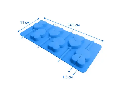 Силиконовая форма для леденцов и конфет на палочке "Сердечки", Kitchen Master Голубой 87406 - фото 7