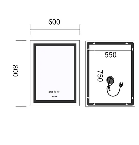 Зеркало Mixxus Premium FLASH MR21-60x80 (LED Touch, Anti-fog, часы) (MP6617) - фото 5