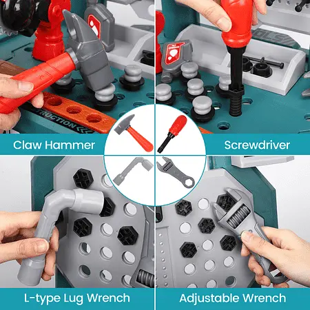 Майстерня Ramiz з інструментами для дітей DIY набір 2в1 синій 8028B - фото 5