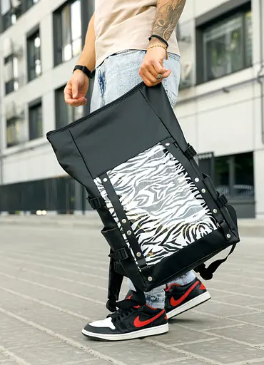 Рюкзак чоловічий Sambag RollTop Hacking чорний принт "Zebra" 41 х 30 х 16 см (24460146m) - фото 2