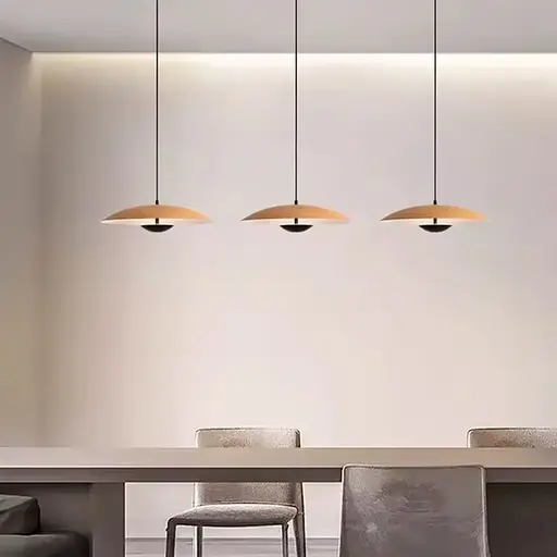 Світильник у чорно-білому корпусі з імітацією дерева Ø 50 см | Line F | Арт. DE27/1 - фото 1