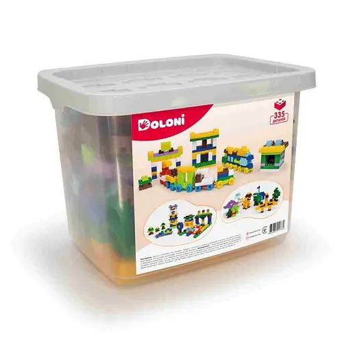 Конструктор Паркинг/Трек/Железная дорога/Динозавры, 335 деталей, в контейнере для хранения, Фламинго, 013999/01