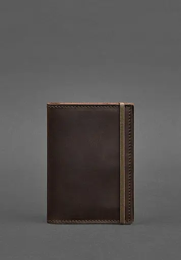 Шкіряна обкладинка для паспорта 2.0 темно-коричнева Crazy Horse - фото 2