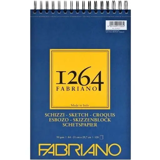 Альбом на спіралі для рисунку та ескізів Fabriano 1264 А4 90г/м2 120л слонова кістка - фото 1