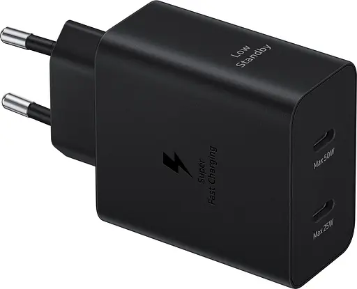 Samsung Зарядний пристрій мережевий 50Вт 2xUSB-С кабель USB-C > USB-C 1.8 м чорний - фото 4