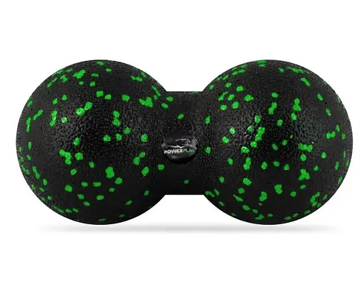 Набір для масажу та йоги PowerPlay PP_4091 EPP (2 м'ячики + валик масажер 15*5,3 см.) Green + гумка 5.5 кг (PP_4091_Green) - фото 3