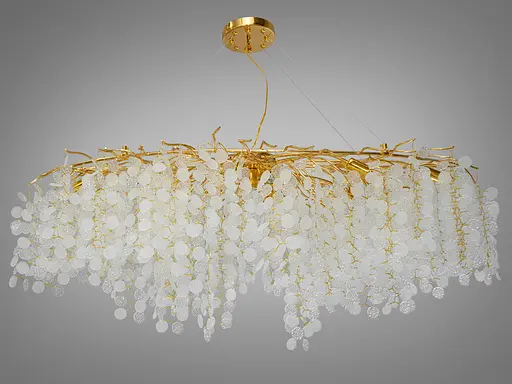 Золота кришталева люстра "Гліцинія" витягнутої форми на 12 ламп - фото 1