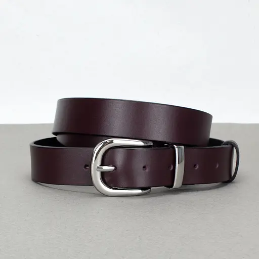 Ремінь шкіряний жіночий HC-3092 бордовий зі сріблястою пряжкою (130 см) - фото 1