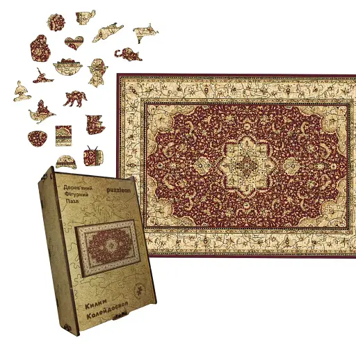 Деревянный пазл Ковер Калейдоскоп, А3, Деревянная коробка 200 элементов