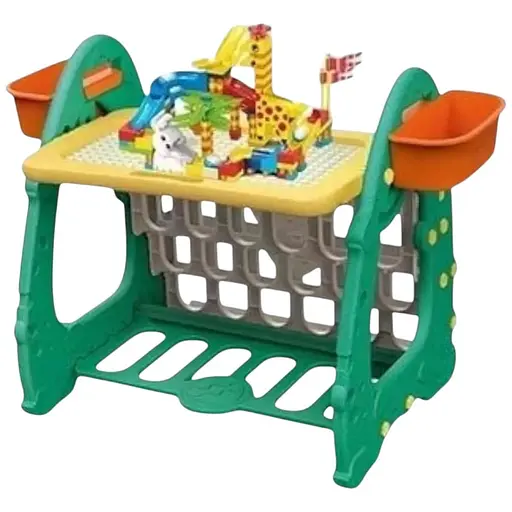 Детский столик S 075 3в1 набор с конструктором шариками доской для рисования и стеллажом