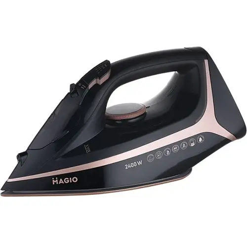 Праска Magio МG-131, Black, 2400W, підошва кераміка, резервуар для води 300мл, паровий удар 120г/хв, функція самоочищення від накипу, антикапля