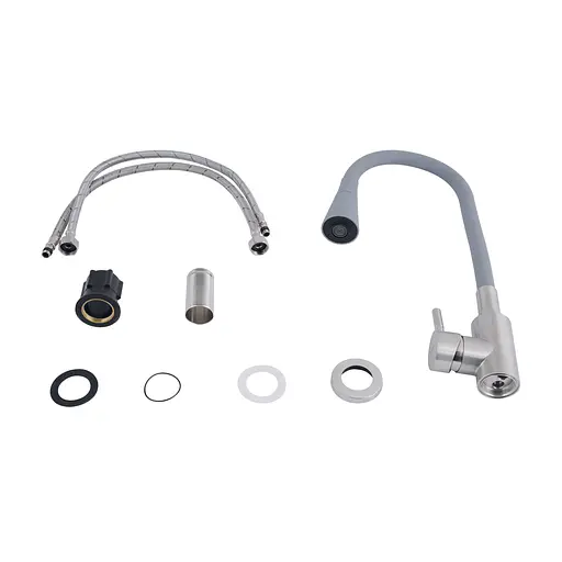 Змішувач для кухні Lidz Aria 015F31 з гнучким виливом (k35) LDARI015F31GNK31871 Grey/Nickel Сірий - фото 4