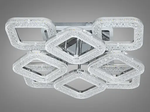 Потолочная светодиодная люстра с пультом, подсветкой, 90W, хром - фото 4