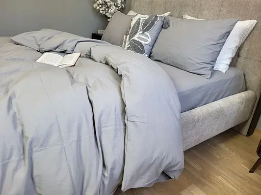 Комплект постельного белья LUXURY Washed из вареного хлопка серый Gray - двуспальный - фото 2