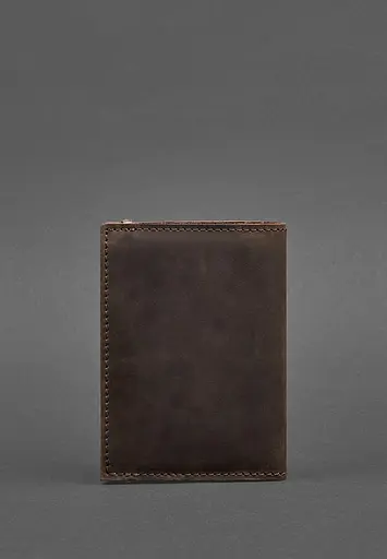 Шкіряна обкладинка для паспорта 2.0 темно-коричнева Crazy Horse - фото 6