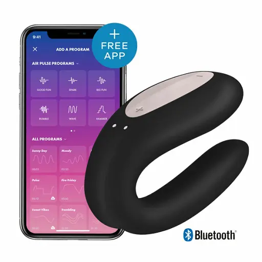 Вібратор для пар Satisfyer Double Joy 9 см чорний - фото 3