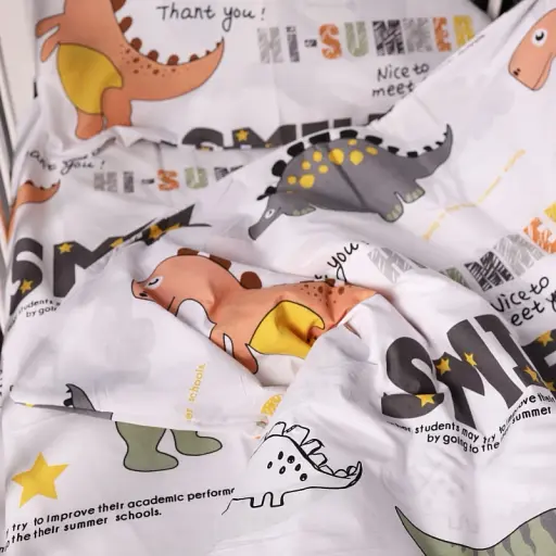 Простирадло MirSon Бязь Kids Time 17-0698 Smoky Dinosaurs 150х200 см біле з принтом (2200010460209) - фото 4