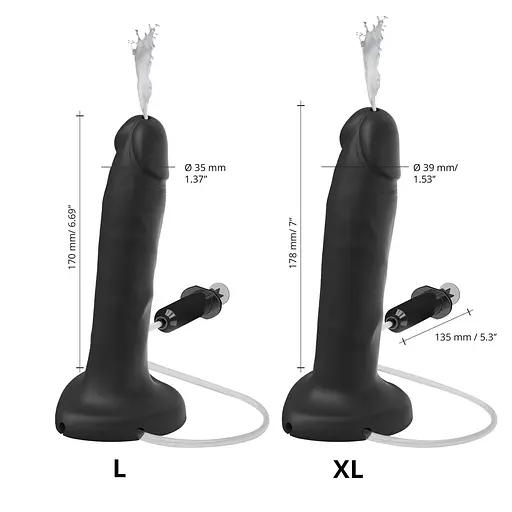 Кончающий фаллоимитатор Strap-On-Me SQUIRTING CUM DILDO REALISTIC Black XL - фото 3