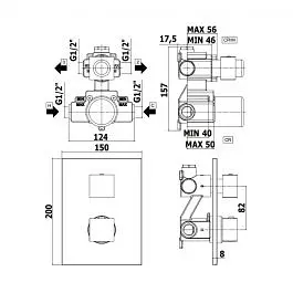 Термостат для душу на 2 споживача Paffoni Level chrome LEQ518CR, Хром - фото 8