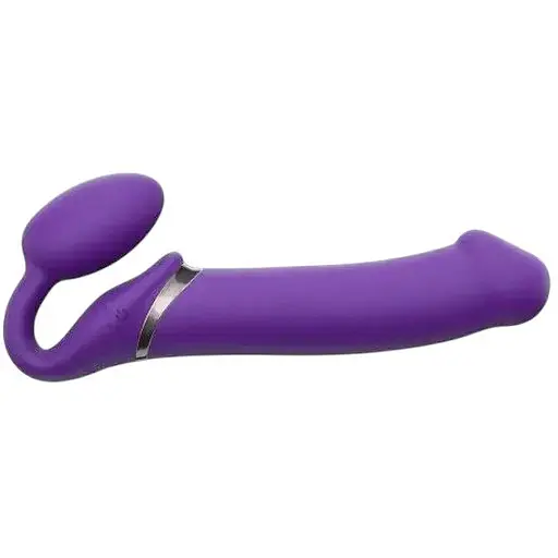 Безремневий страпон Strap-On-Me Vibrating Violet XL регульований з вібрацією та з пультом ДК діаметр 4.5 см